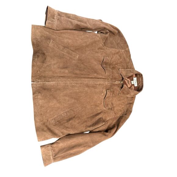 L.L.Bean Men’s 2XL Goat’s Yute Suede Leather Jacket Brown Full Zip Coat - Picture 4 of 13